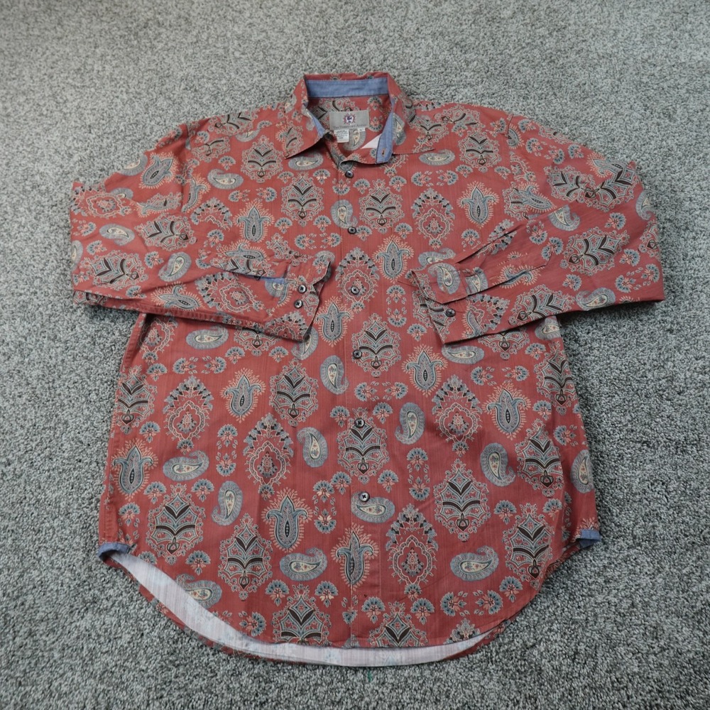 The Territory Ahead Shirt Mens L Red Paisley Western Rodeo Button Up Long Sleeve